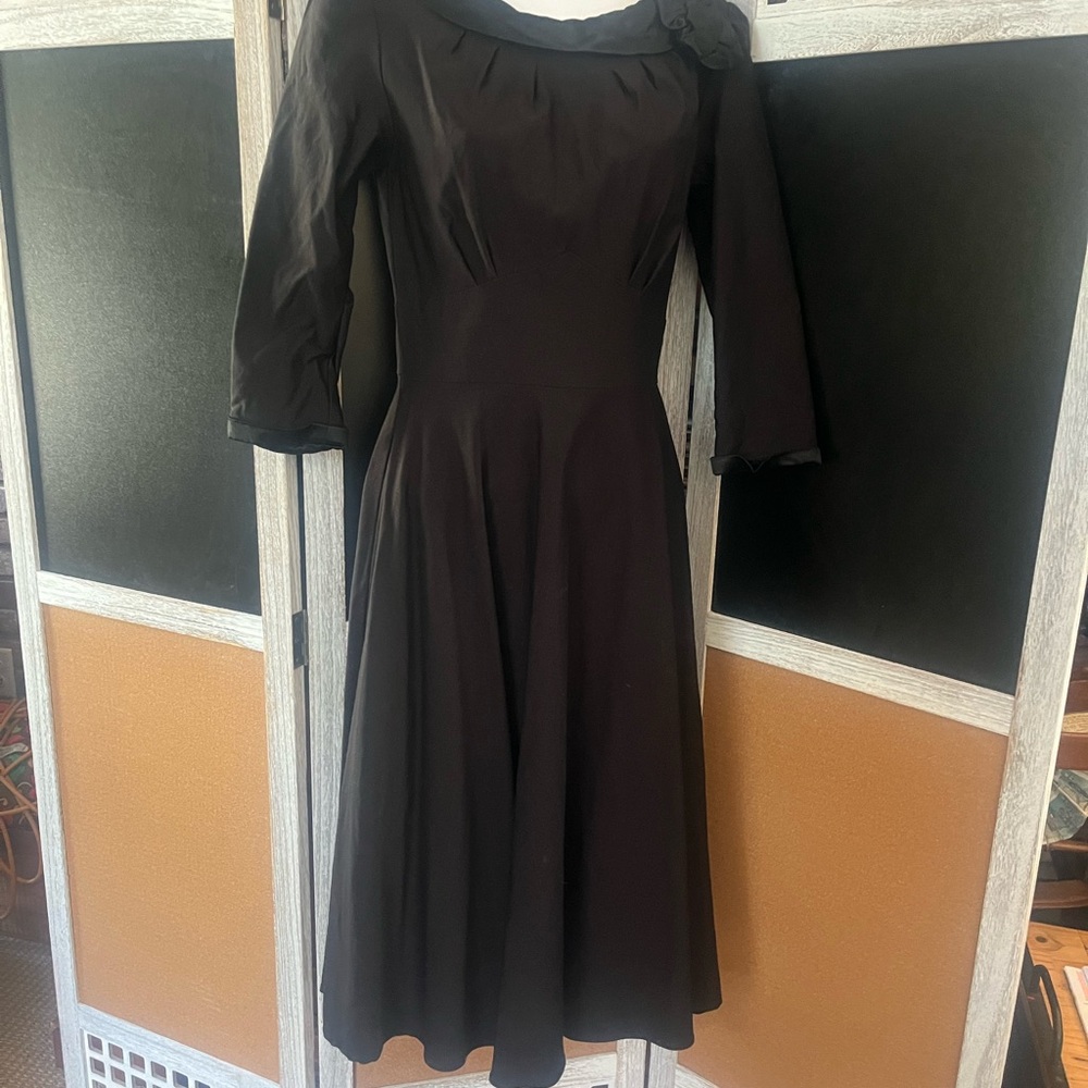 Stop Staring Black Pleated Cocktail Dress